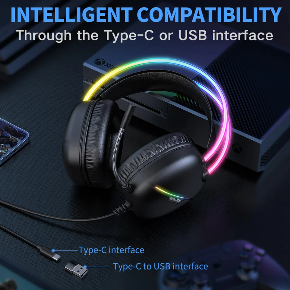 Onikuma X33 RGB Gaming Headset - Black - Image 5