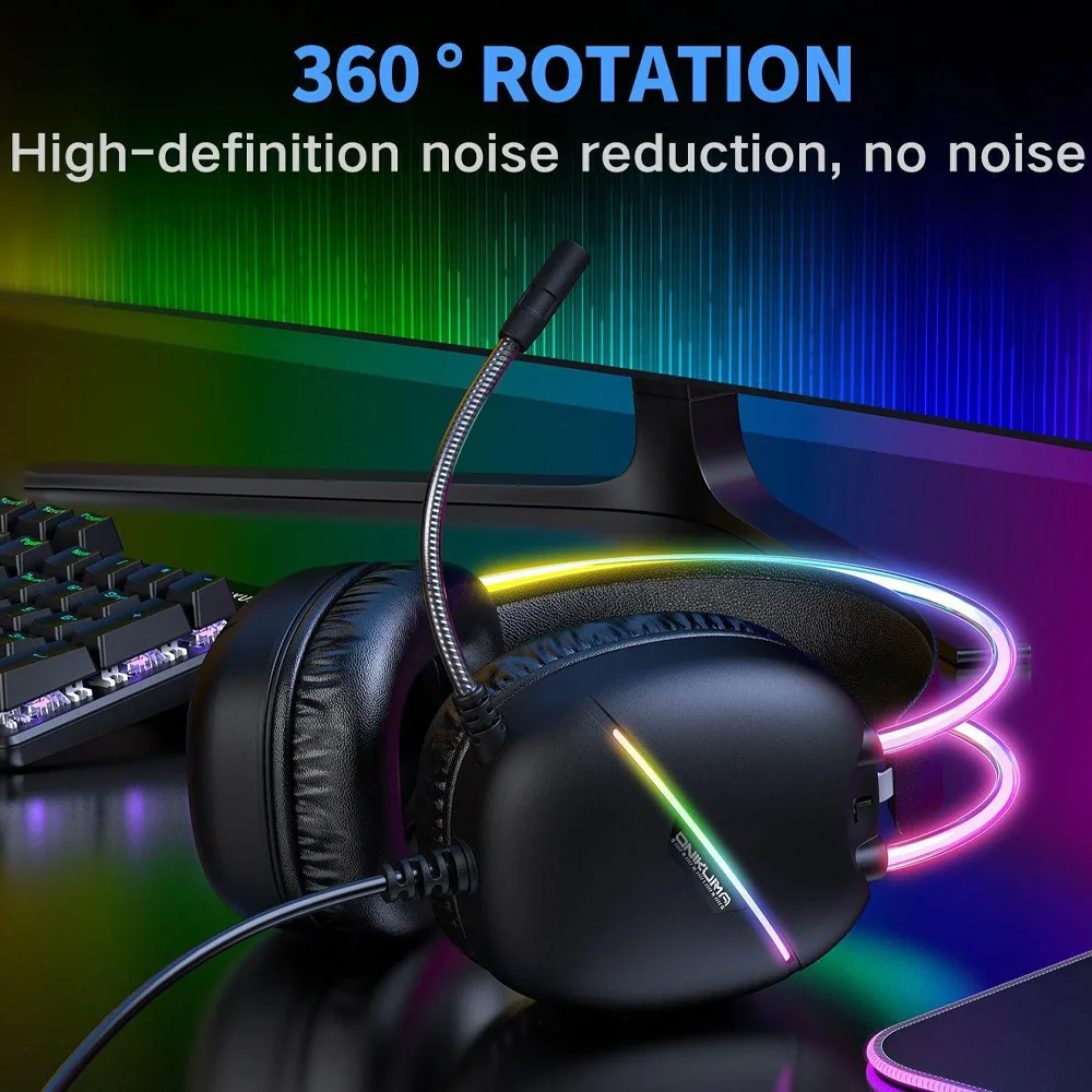 Onikuma X33 RGB Gaming Headset - Black - Image 6