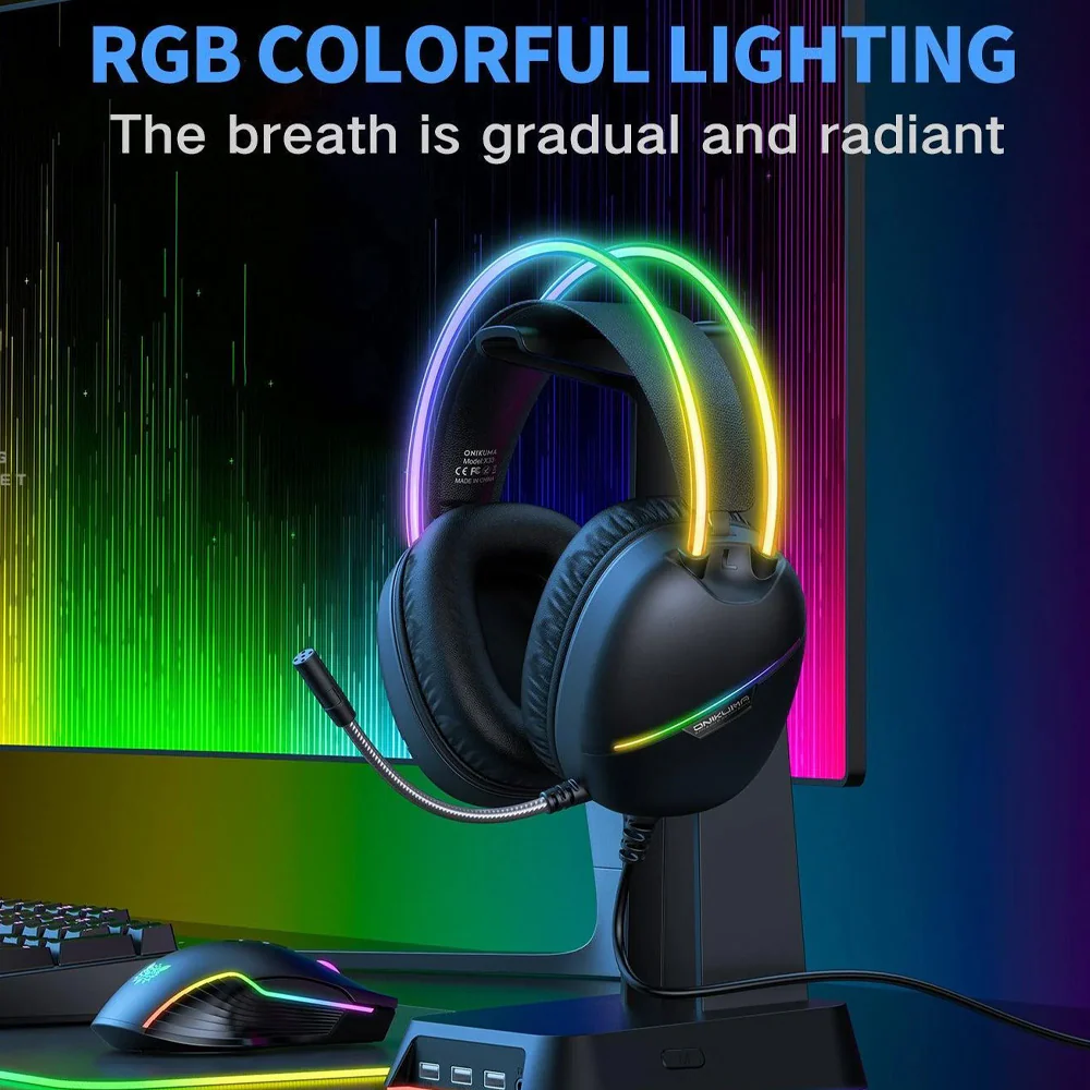 Onikuma X33 RGB Gaming Headset - Black - Image 7