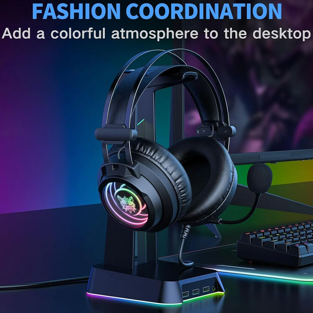 Onikuma X80 RGB Gaming Headset - Black - Image 6