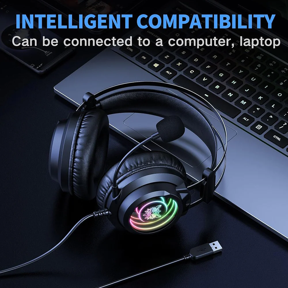 Onikuma X80 RGB Gaming Headset - Black - Image 7