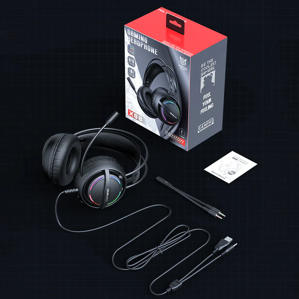 Onikuma X88 RGB Gaming Headset - Black - Image 6