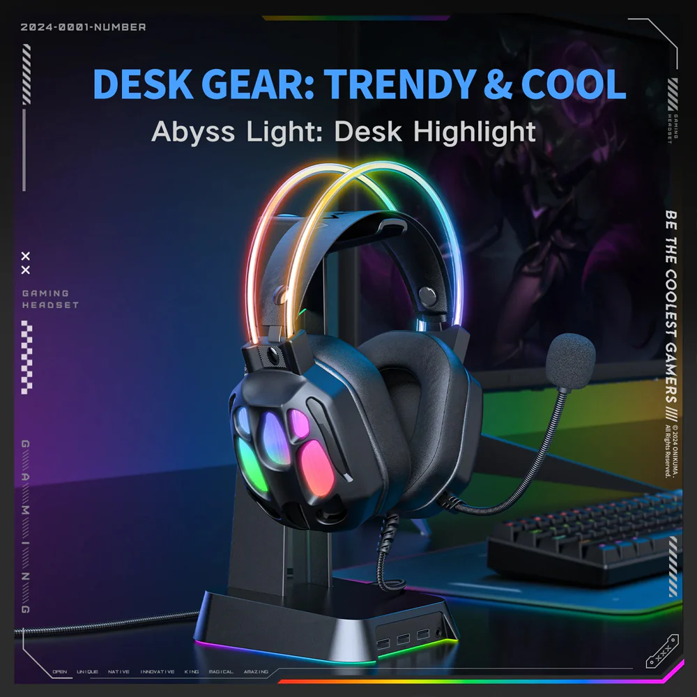 Onikuma X88 RGB Gaming Headset - Black - Image 9