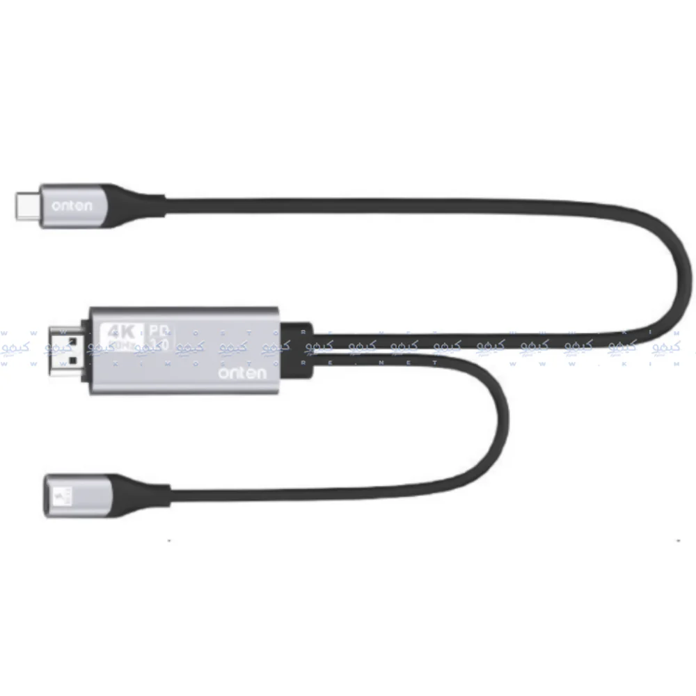 Onten OTN-9572PD Type-C To HDMI 4K Converter Cable + PD Charging 1.8m - Silver - Image 2
