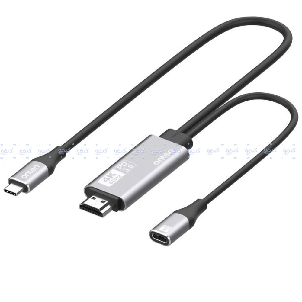Onten OTN-9572PD Type-C To HDMI 4K Converter Cable + PD Charging 1.8m - Silver - Image 3