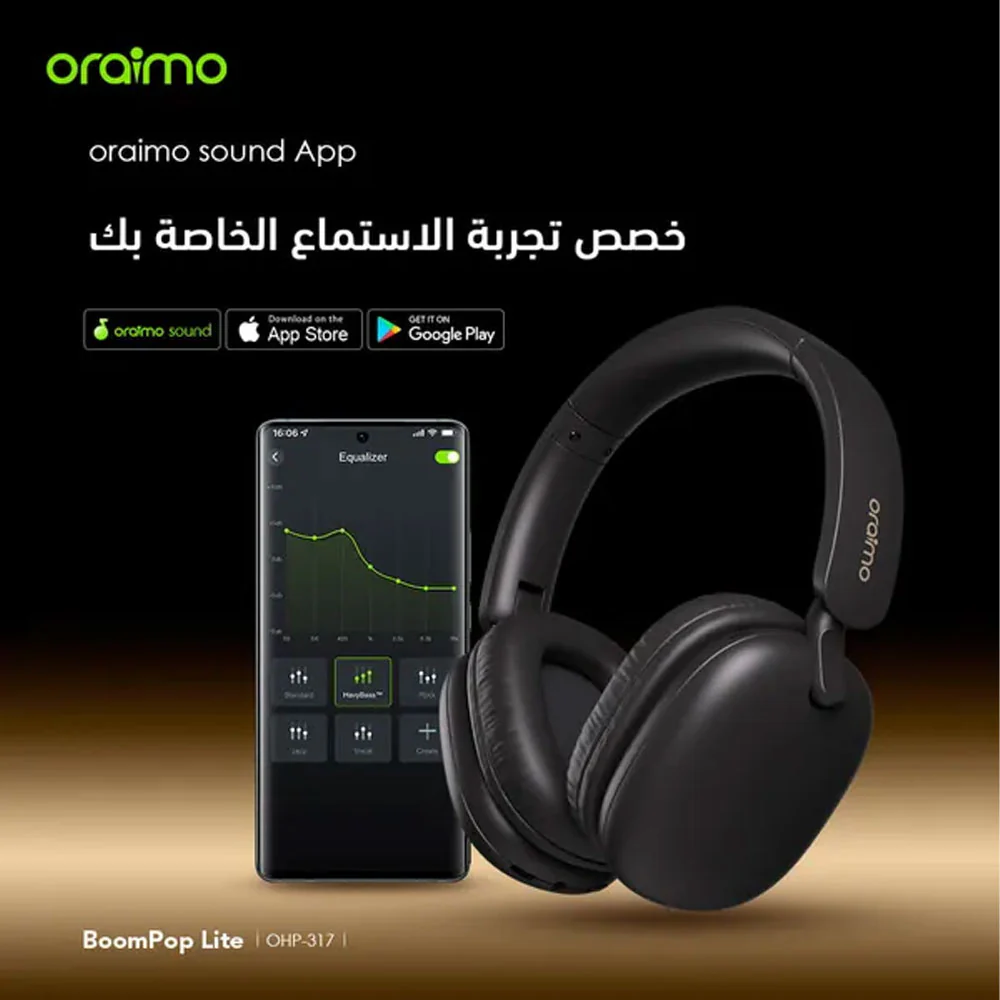 Oraimo BoomPop Lite OHP-317 Bluetooth Headphone - Black - Image 3
