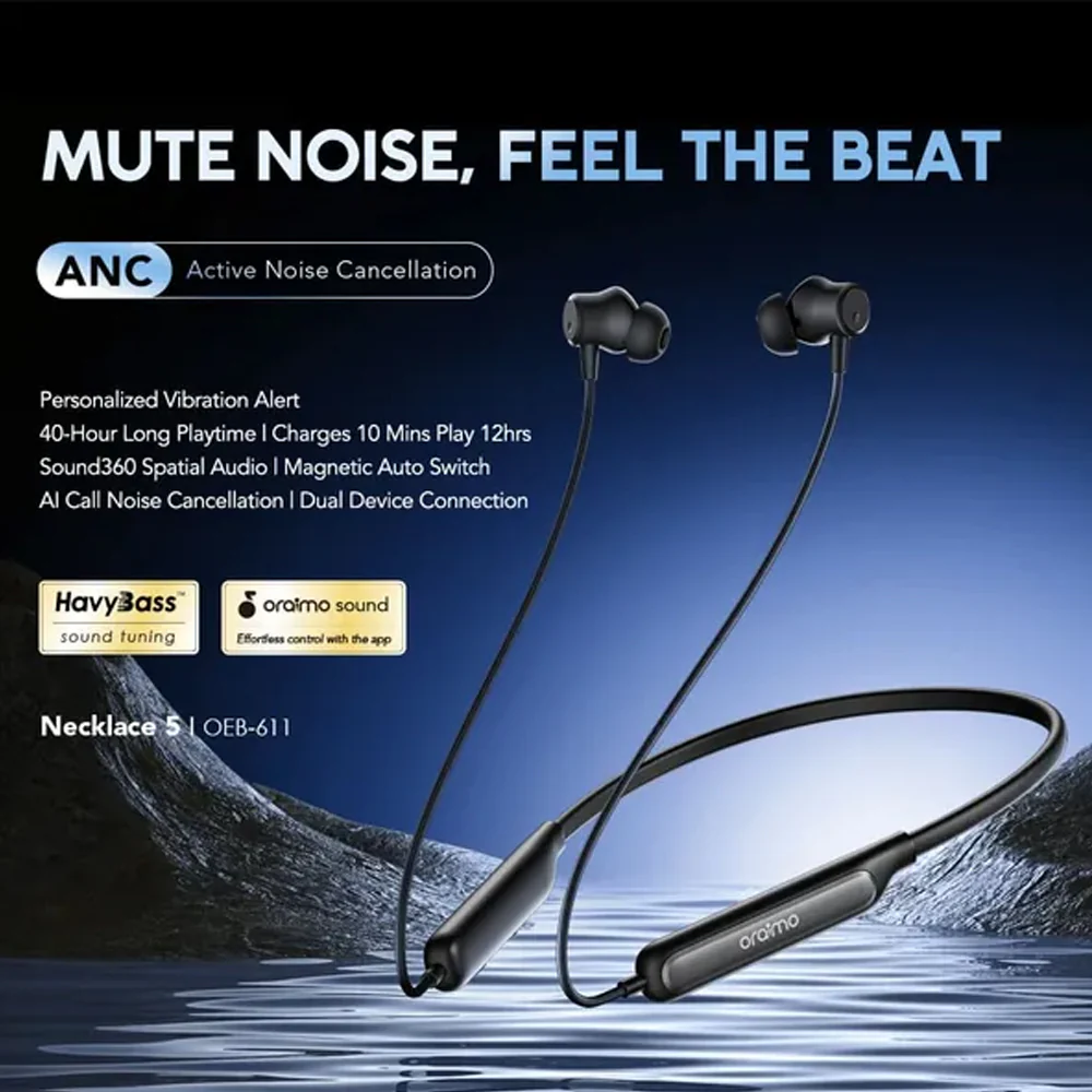 Oraimo Necklace 5 OEB-611 Neckband Wireless Earphone - Black - Image 8