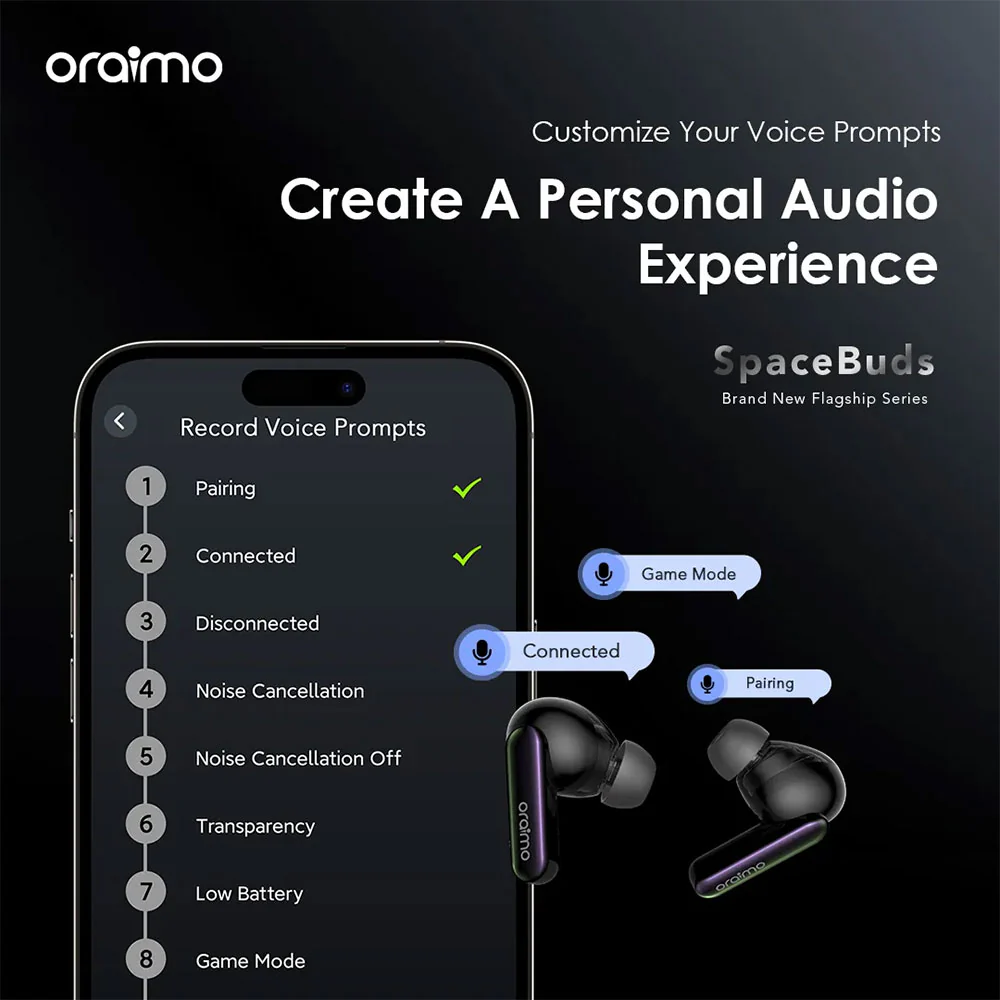 Oraimo SpaceBuds OTW-630 Earbuds - Space Grey - Image 4