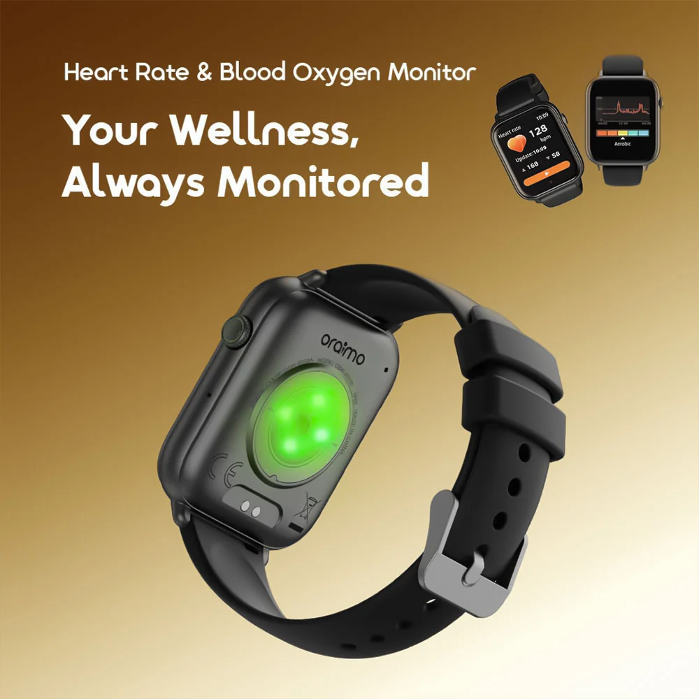 Oraimo Watch 6N OSW-8000N Smart Watch Black Case With Black Silicone Strap - Image 4