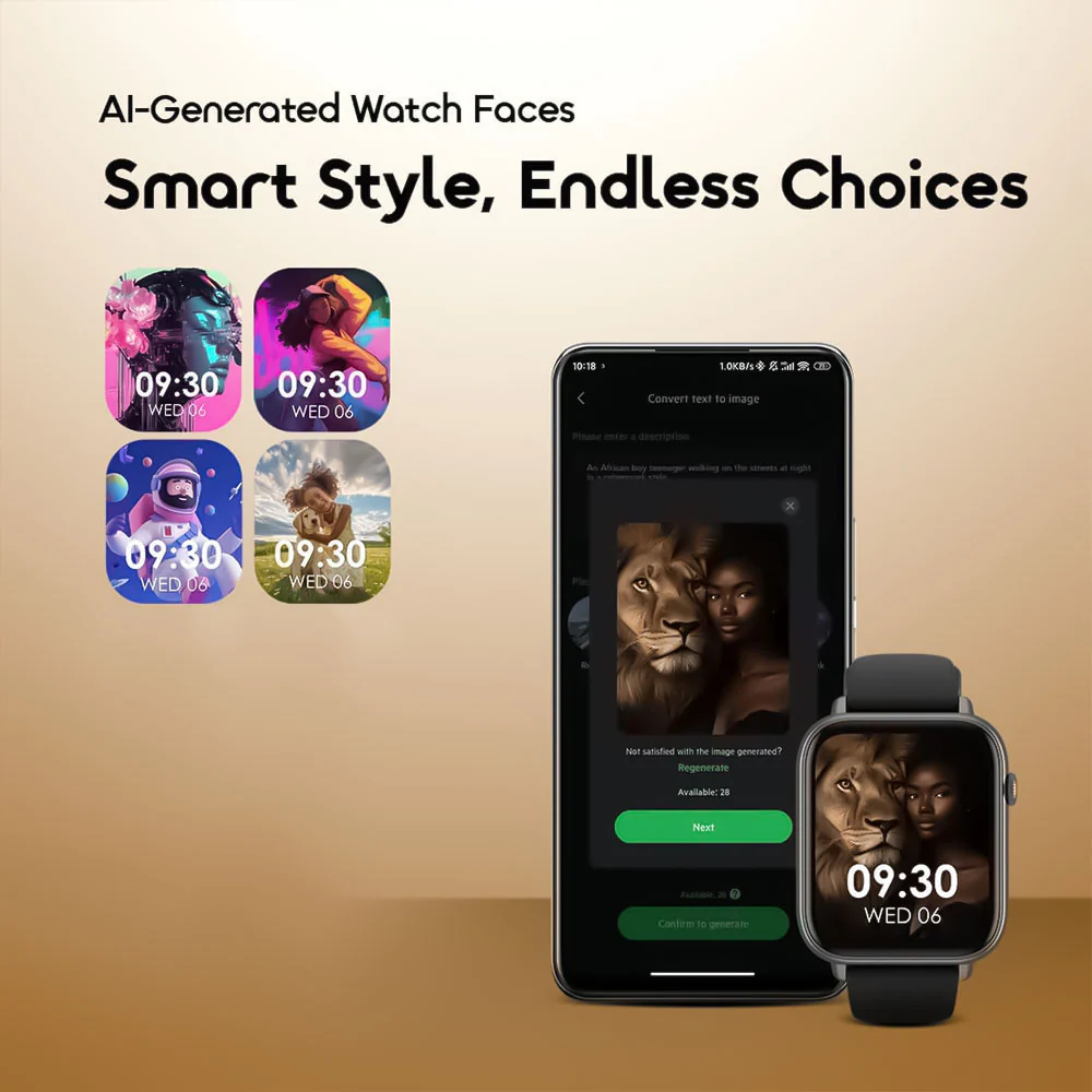 Oraimo Watch 6N OSW-8000N Smart Watch Black Case With Black Silicone Strap - Image 9