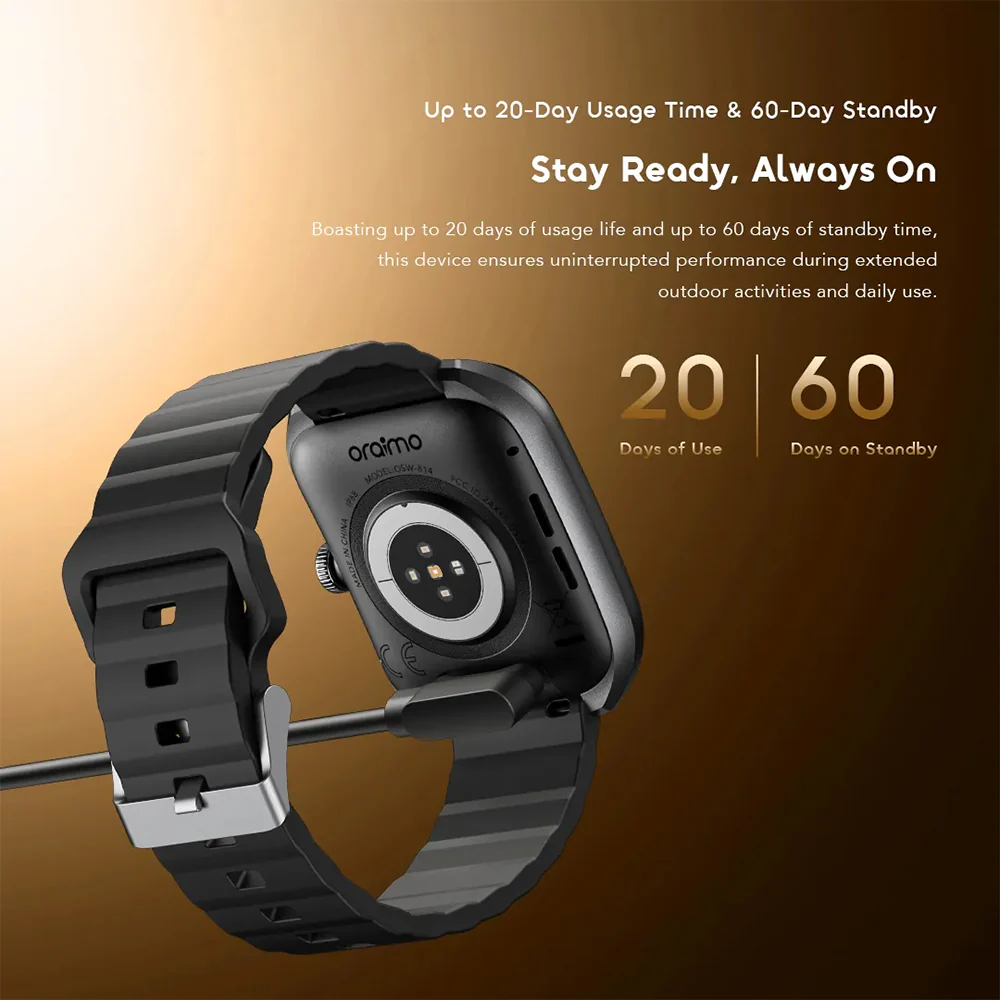 Oraimo Watch Nova 2 OSW-814 Smart Watch Black Case With Black Silicone Strap - Image 4