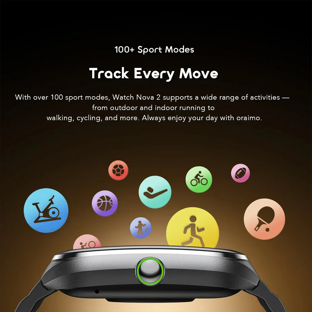 Oraimo Watch Nova 2 OSW-814 Smart Watch Black Case With Black Silicone Strap - Image 7