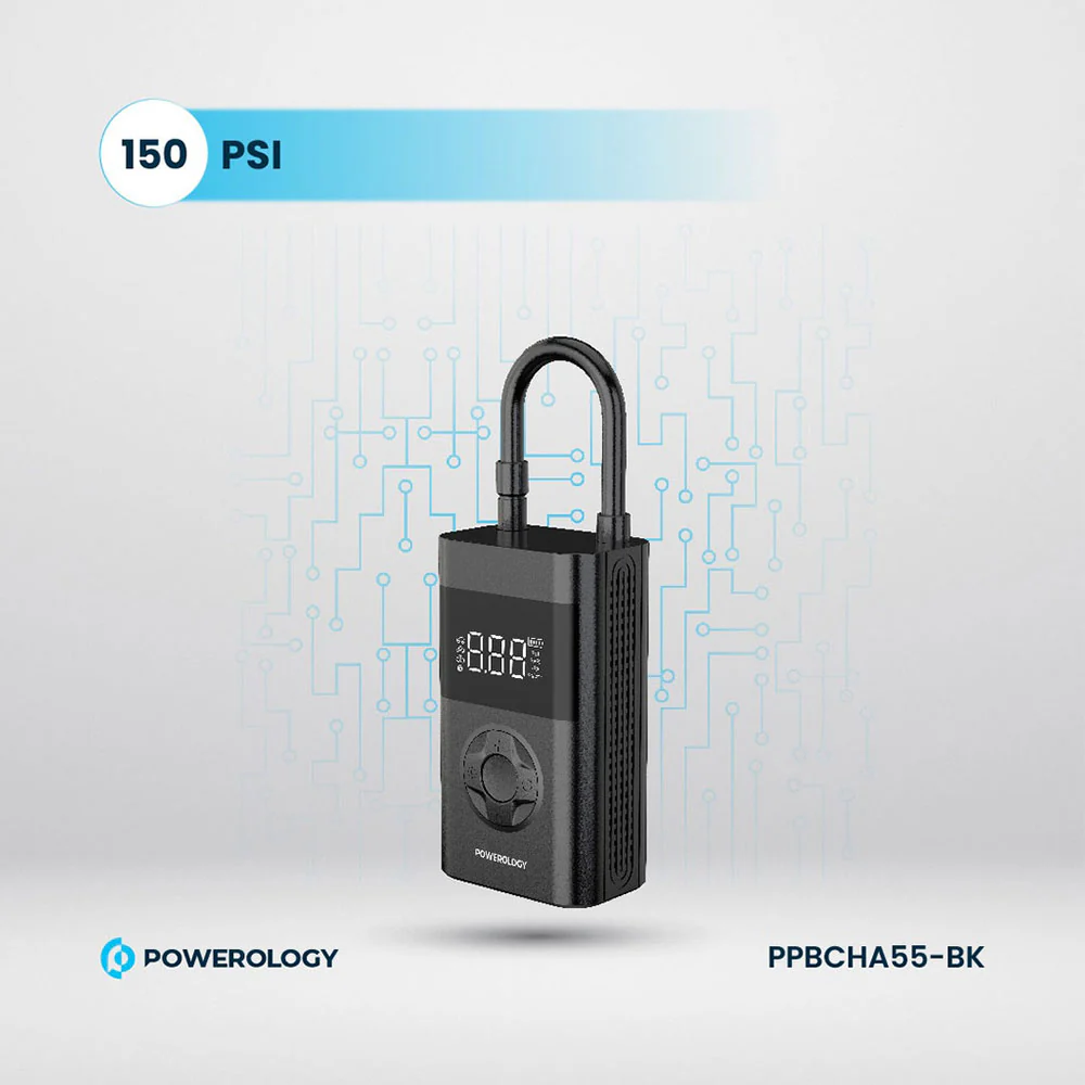 Powerology Ultra Portable Air Compressor With Power Bank PPBCHA55BK - Image 4