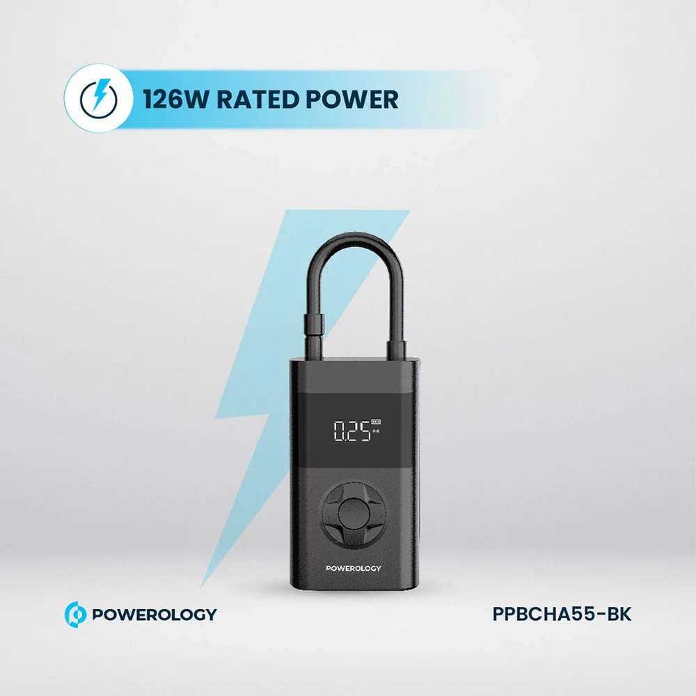 Powerology Ultra Portable Air Compressor With Power Bank PPBCHA55BK - Image 5