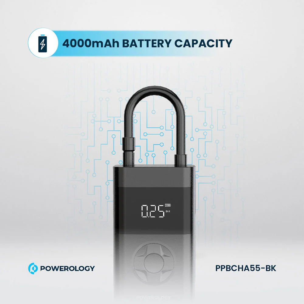 Powerology Ultra Portable Air Compressor With Power Bank PPBCHA55BK - Image 8