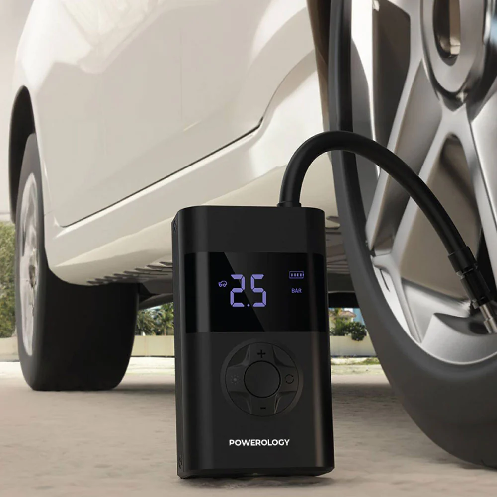 Powerology Ultra Portable Air Compressor With Power Bank PPBCHA55BK - Image 9