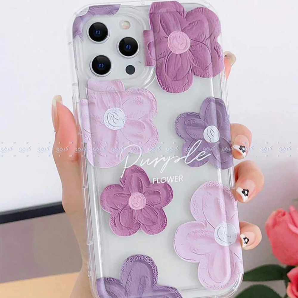 Purple Floral Clear Phone Cover - Image 2