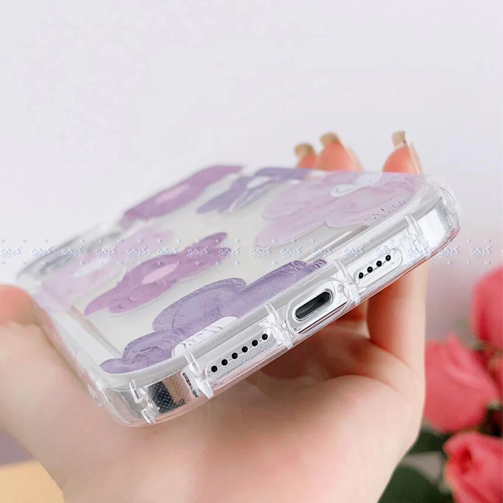 Purple Floral Clear Phone Cover - Image 3