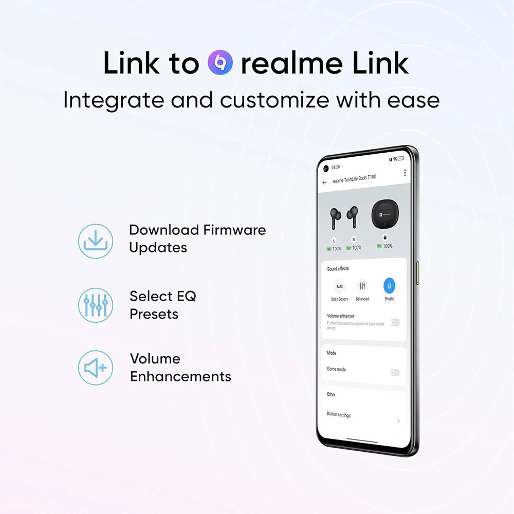 Realme TechLife Buds T100 RMA2109 TWS Earbuds - Blue - Image 7