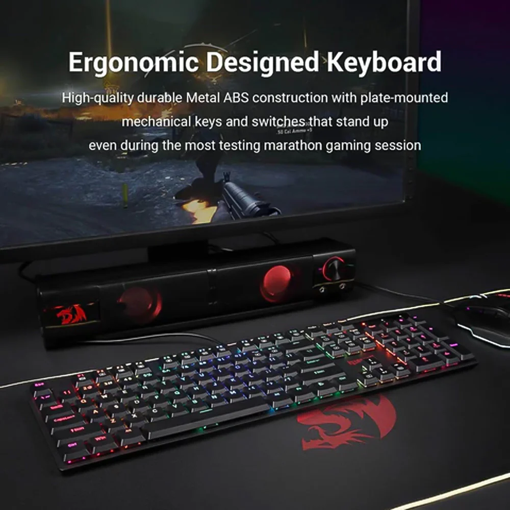 Redragon Apas K535-KB Blue Switch Wired RGB Gaming Keyboard English & Arabic - Image 8
