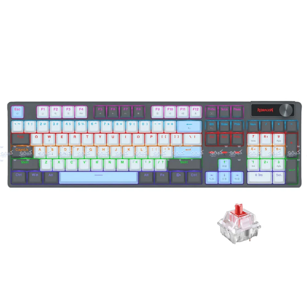 Redragon Caesura K718GB-R Red Switch Wired Rainbow Gaming Keyboard English & Arabic