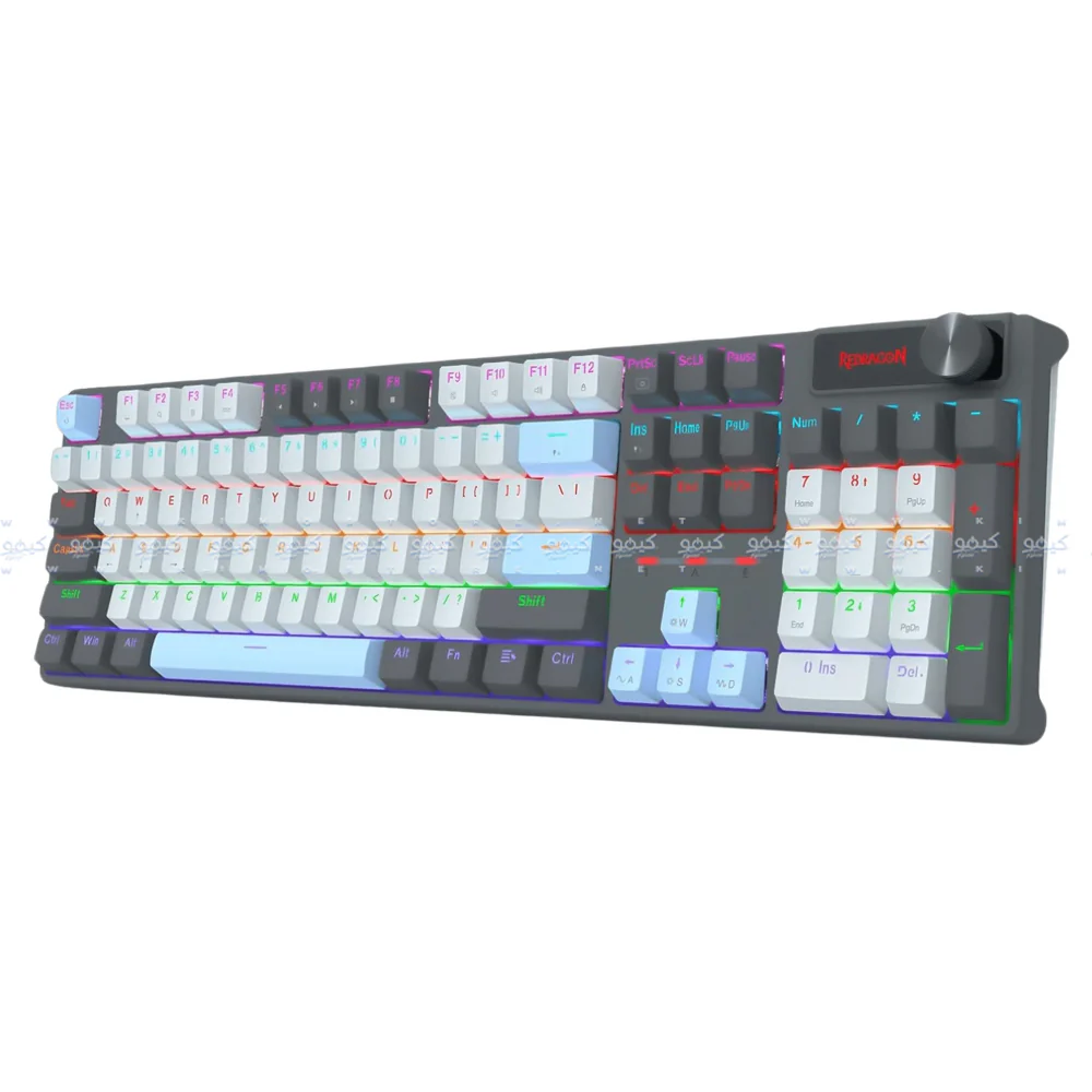 Redragon Caesura K718GB-R Red Switch Wired Rainbow Gaming Keyboard English & Arabic - Image 2