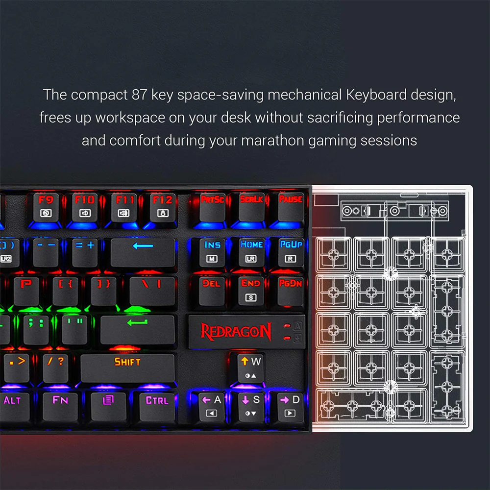 Redragon Kumara K552-KK Black Switch Wired Rainbow Gaming Keyboard English & Arabic - Image 7