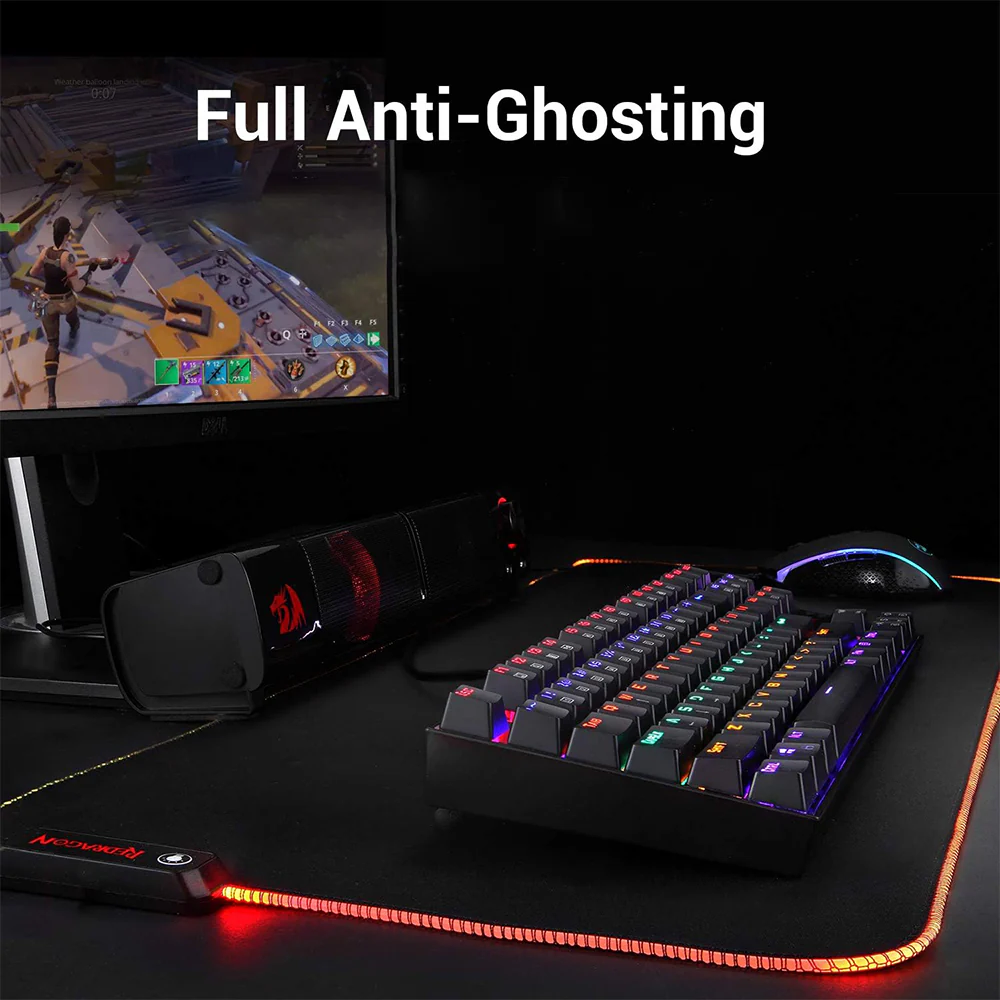 Redragon Kumara K552-KK Black Switch Wired Rainbow Gaming Keyboard English & Arabic - Image 8