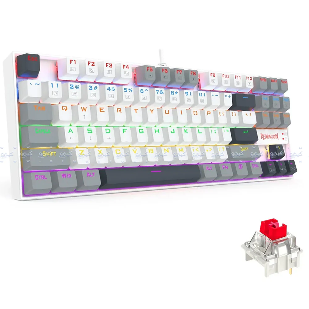 Redragon Kumara K552WGL-R Red Switch Wired Rainbow Gaming Keyboard English & Arabic - Image 7