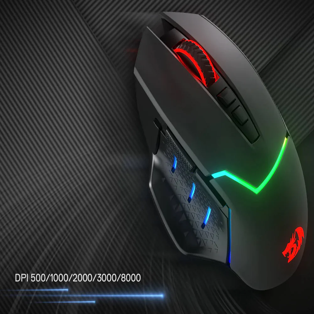 Redragon MIRAGE M690 PRO Dual Mode Rechargeable Wireless & Wired Gaming Mouse 8000Dpi - Black - Image 7