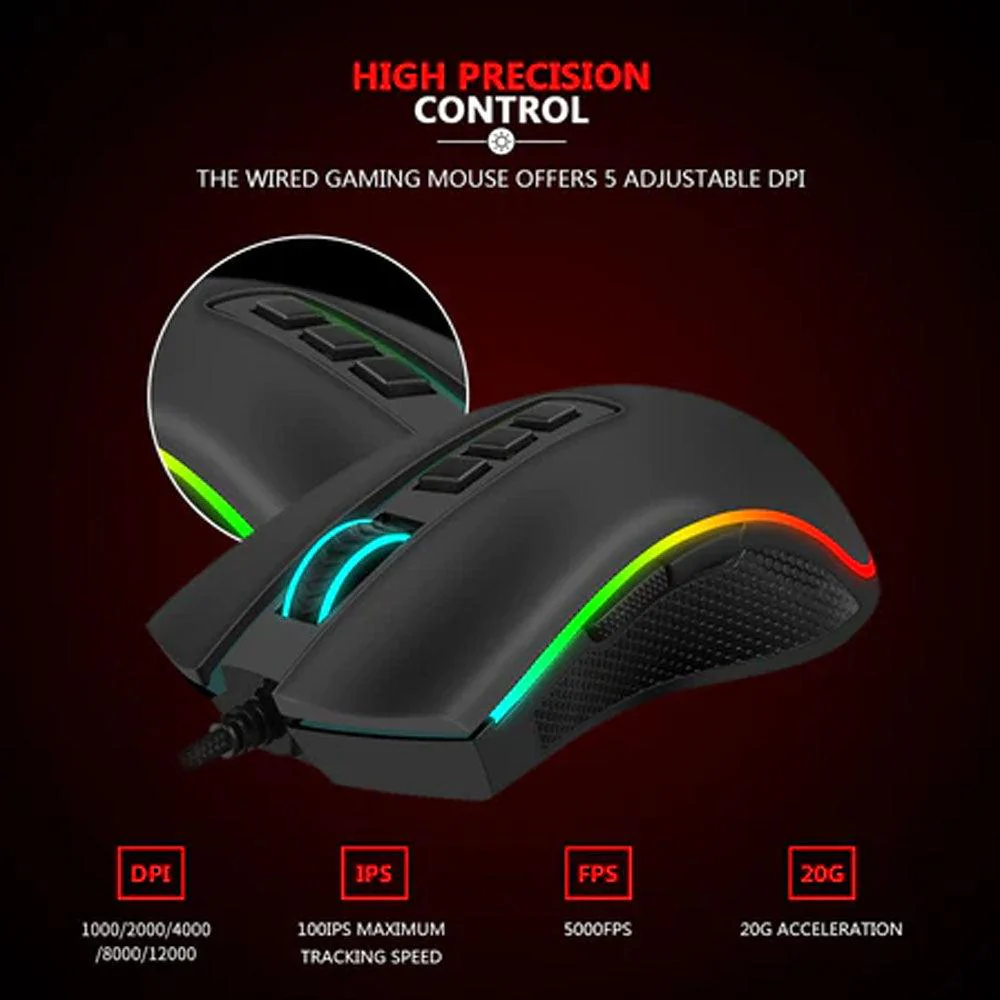 Redragon M711-2 Cobra Wired RGB Gaming Mouse 12400Dpi - Image 7