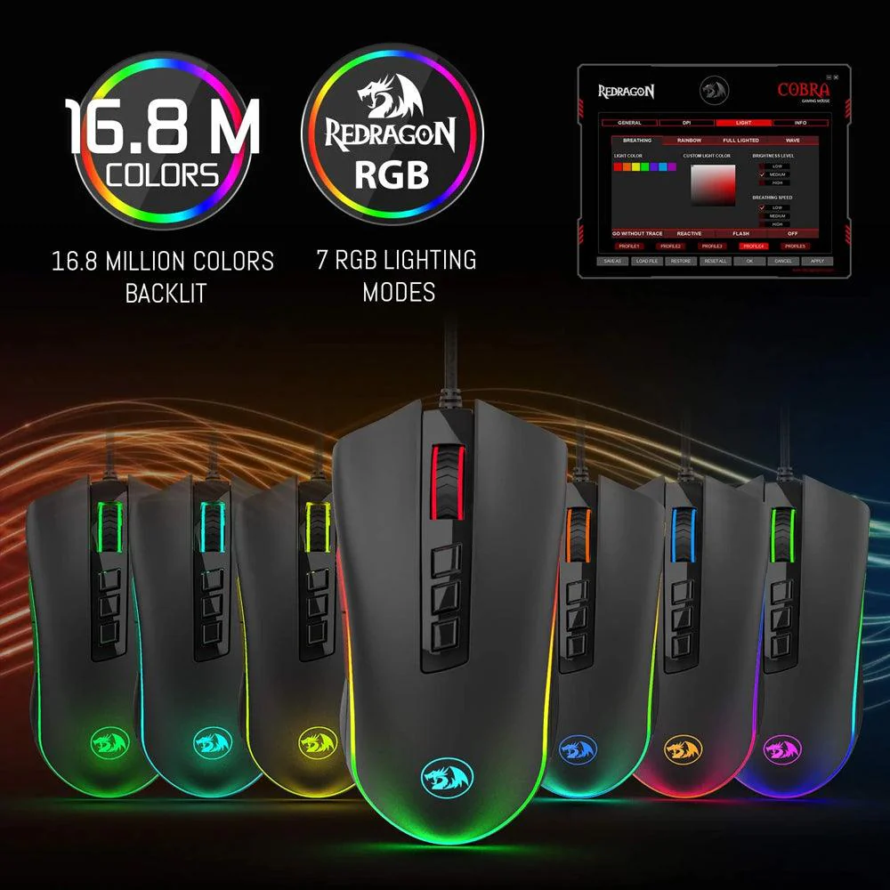 Redragon M711-2 Cobra Wired RGB Gaming Mouse 12400Dpi - Image 8