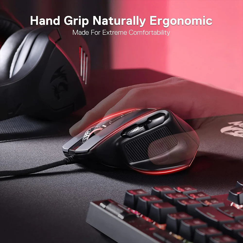 Redragon M806 Bullseye Wired RGB Gaming Mouse 12400Dpi - Black - Image 6