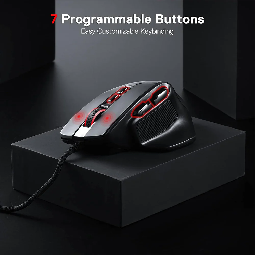 Redragon M806 Bullseye Wired RGB Gaming Mouse 12400Dpi - Black - Image 7