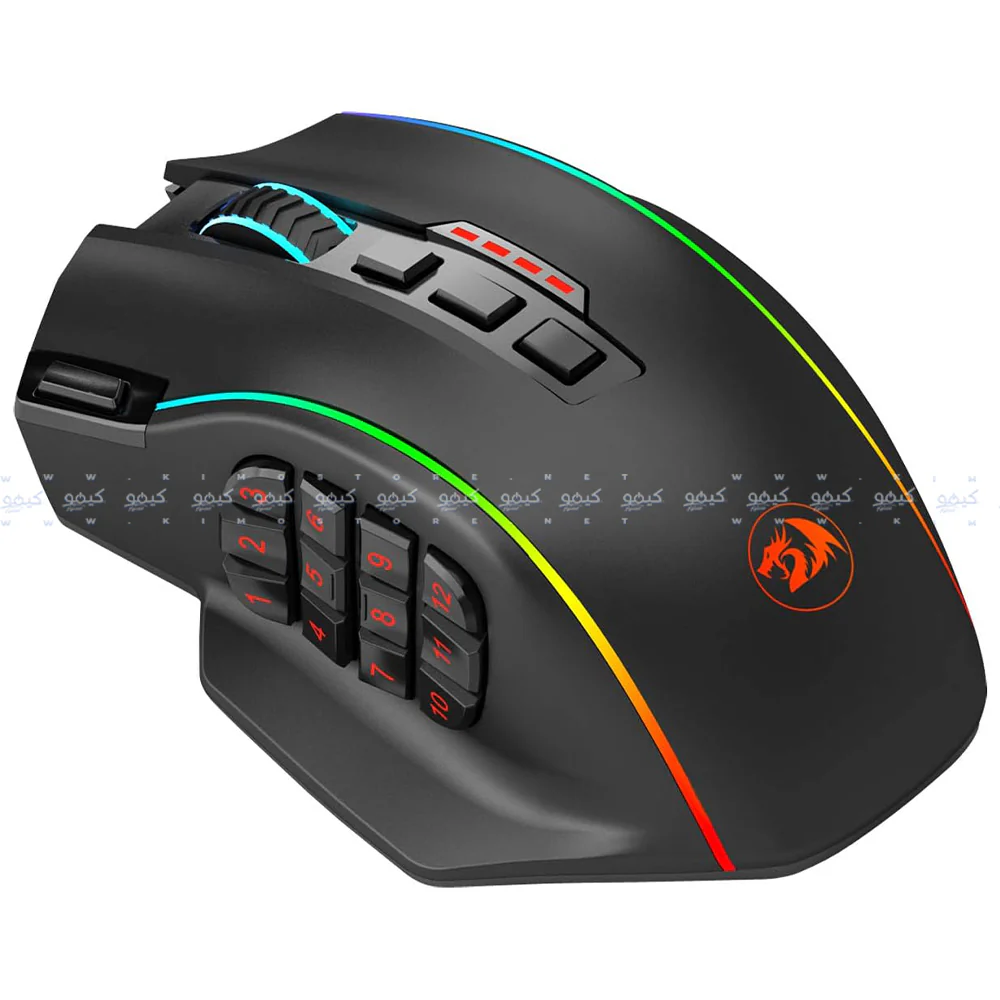 Redragon M901P-KS Rechargeable Wireless & Wired RGB Gaming Mouse 16000Dpi - Black - Image 4