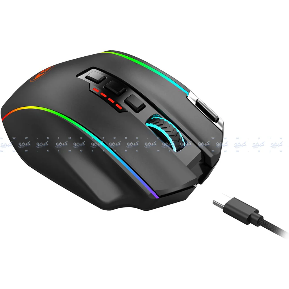 Redragon M901P-KS Rechargeable Wireless & Wired RGB Gaming Mouse 16000Dpi - Black - Image 7