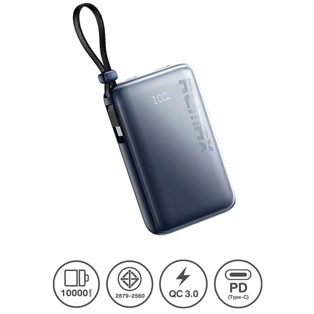 Remax RPP-19 Power Bank USB + Type-C 22.5W Fast Charging 10000mAh Built-In Type-C Cable - Image 4