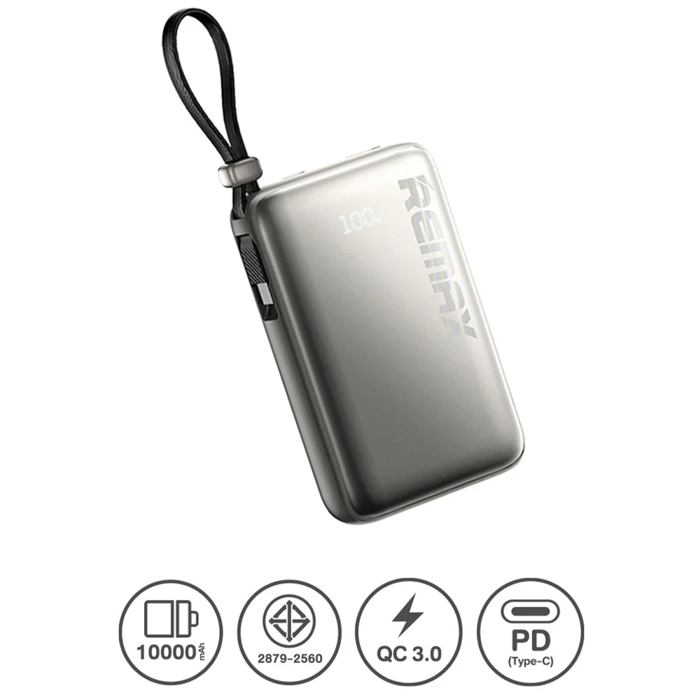Remax RPP-19 Power Bank USB + Type-C 22.5W Fast Charging 10000mAh Built-In Type-C Cable - Image 6