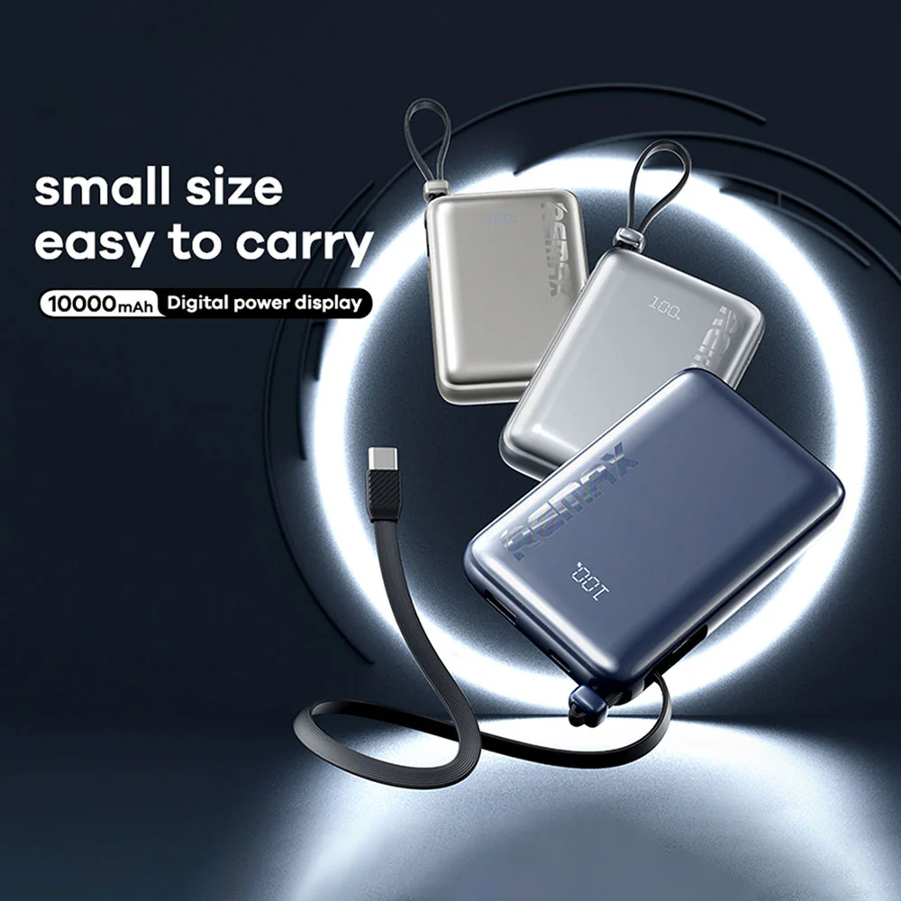 Remax RPP-19 Power Bank USB + Type-C 22.5W Fast Charging 10000mAh Built-In Type-C Cable - Image 9