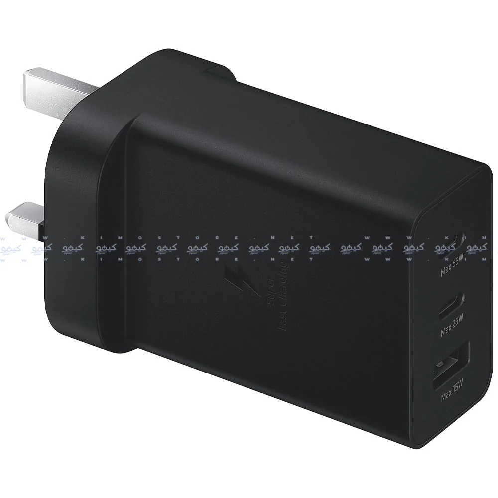 Samsung EP-T6530NBEGGB Trio Wall Charger 2x PD Type-C + USB 65W Fast Charging (UK Plug) - Black - Image 3