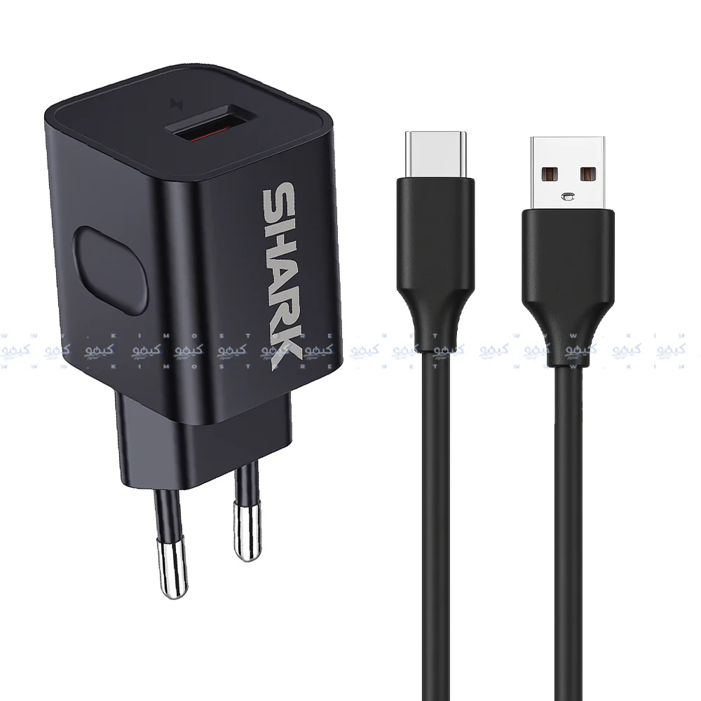 Shark SH-207 QC3.0 Wall Charger Type-C Cable 18W Fast Charging - Black