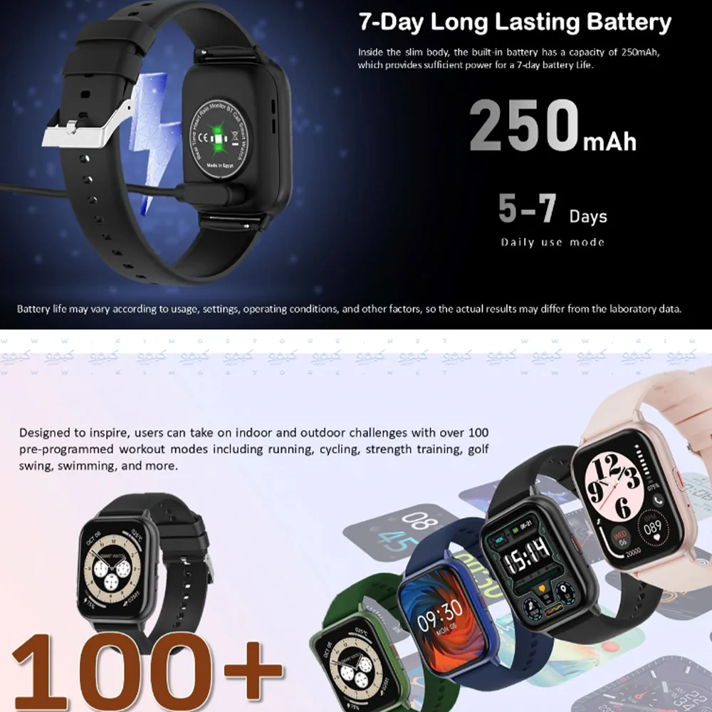 Smart Gate SGW-S Smart Watch (36mm) Black Case With Black Silicone Strap - Image 7