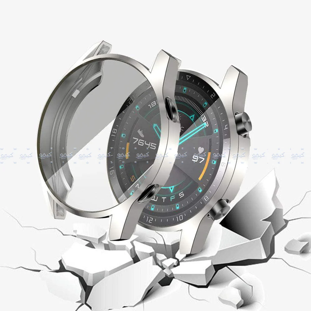 Smart Watch Silicone Cover With Frame Huawei GT 2 46mm - Silver - Image 3