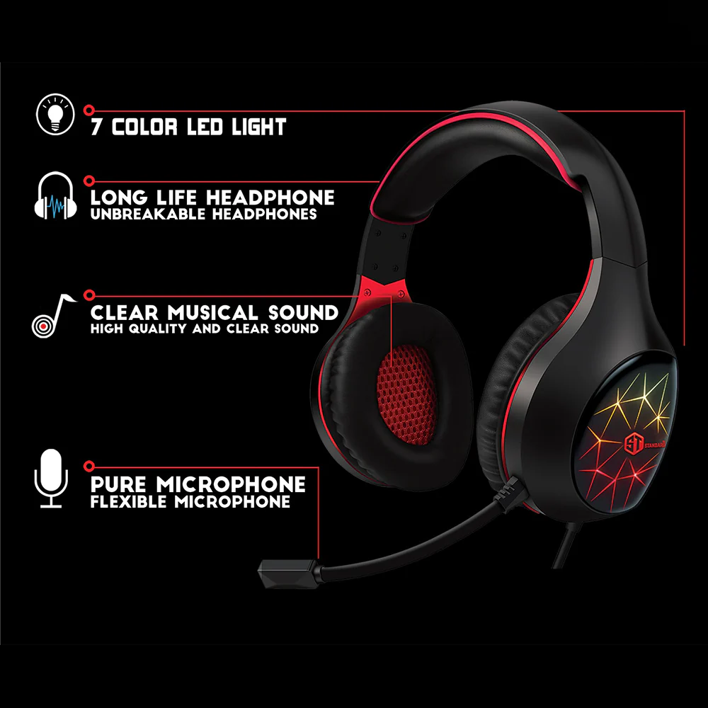 ST-Standard GM-2100LR Stereo Rainbow Gaming Headset - Image 5