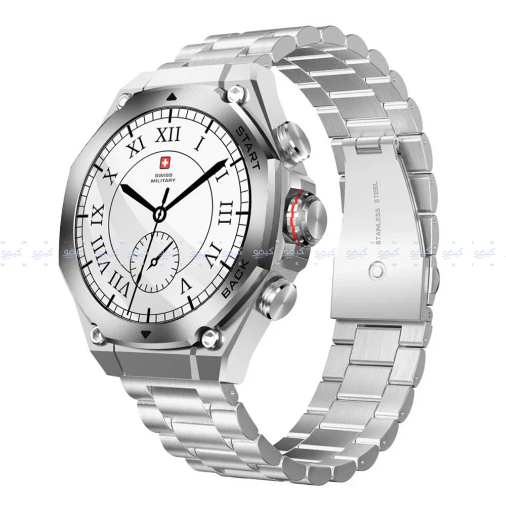 Swiss Military DOM 6 Smart Watch Silver Metal Case With Silver Metal Strap