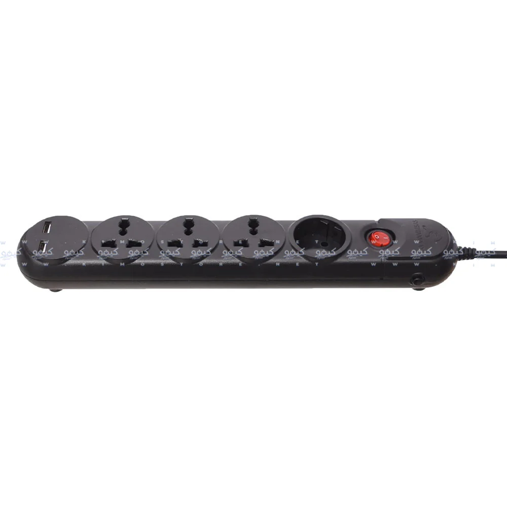 SystemMax SMPG-4P2U 4Port + 2USB Power Strip 2500W 2m - Black - Image 3
