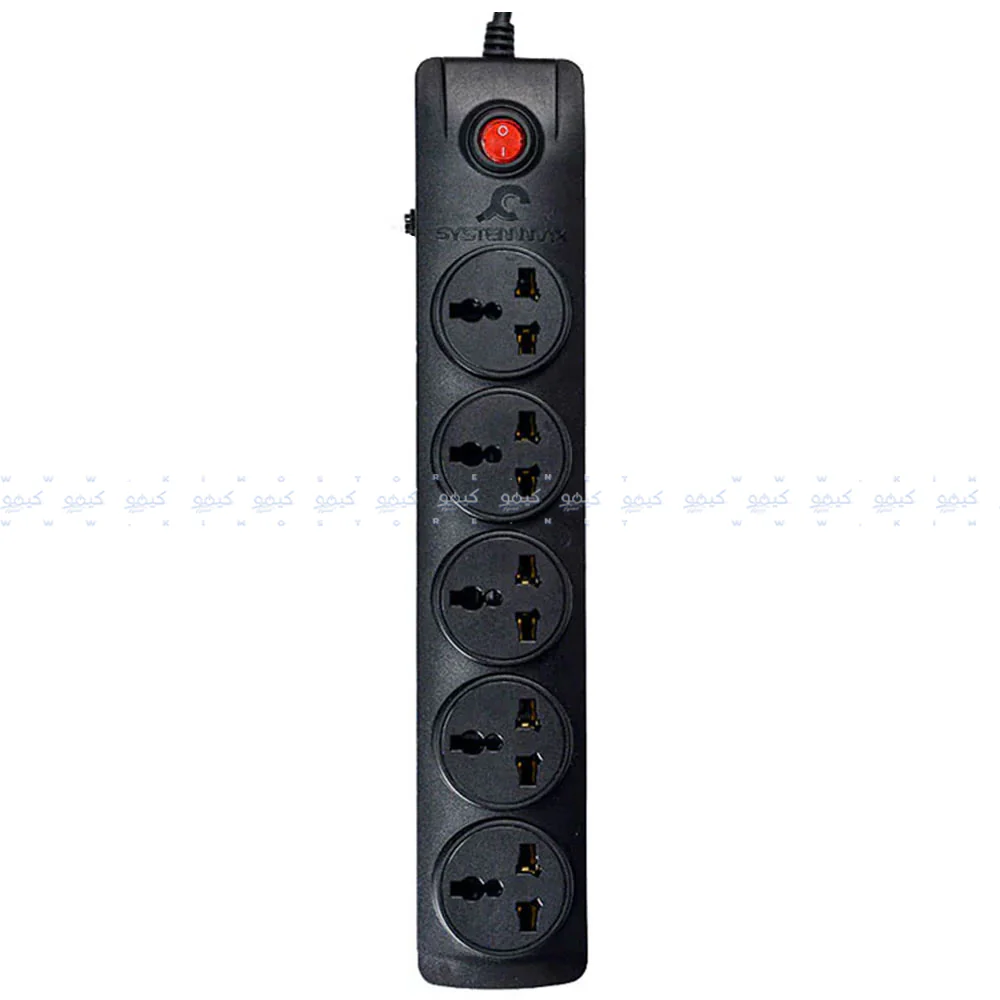SystemMax SMPU-5P 5Port Power Strip 2500W 2m - Black