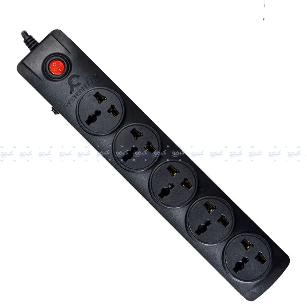 SystemMax SMPU-5P 5Port Power Strip 2500W 2m - Black - Image 2