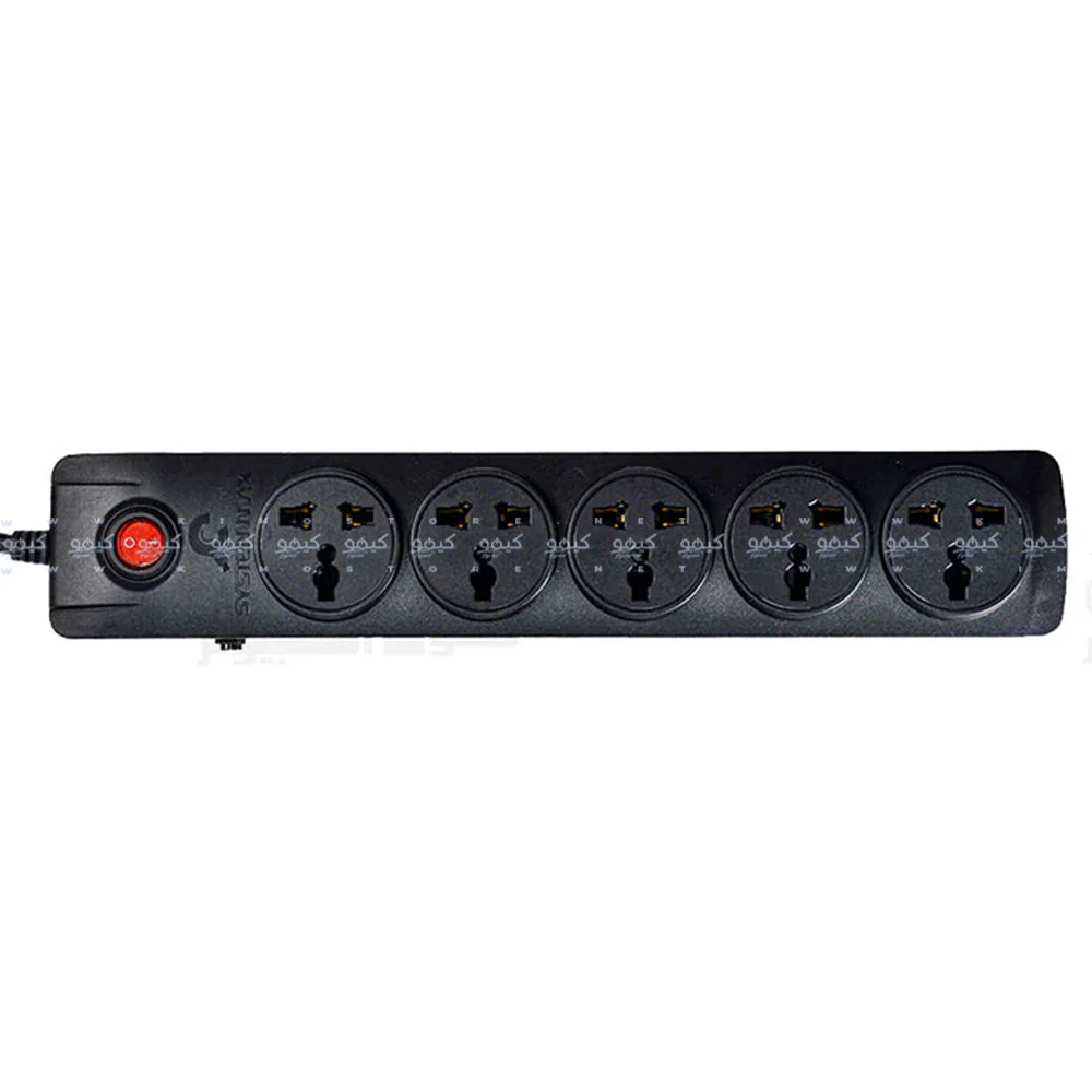 SystemMax SMPU-5P 5Port Power Strip 2500W 2m - Black - Image 3