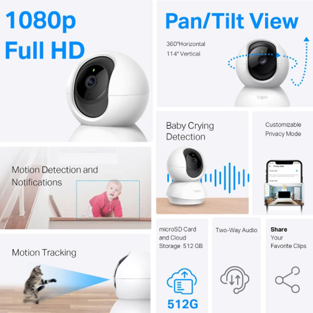 Tapo C200C V5 Wi-Fi Pan & Tilt Indoor Security Camera 2MP 4mm (Mic) - Image 3
